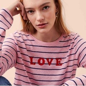 ❤️ LOVE pink and navy stripe top ❤️100% linen